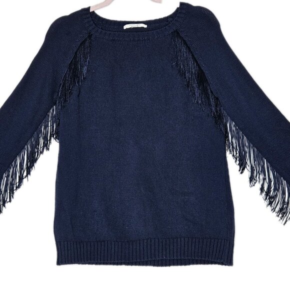Piperlime Sweaters - Piperlime Women's Fringed Blue Knit Sweater, Size Small
